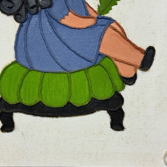 Framed Art Mixed Media Acrylic and Yarn on Canvas 17”x21” Small Painting - Picture 14 of 16